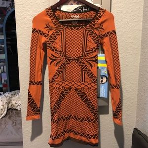 Free People Angles of Intarsia Orange Bodycon